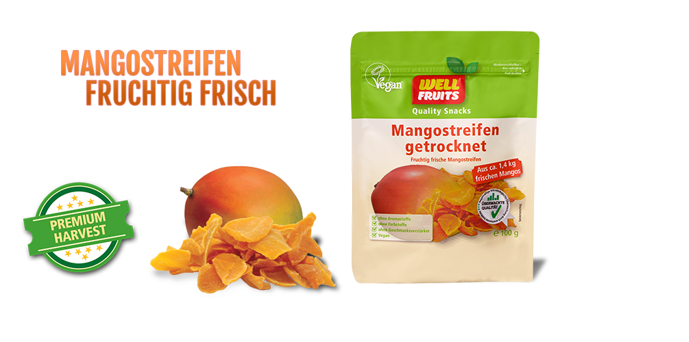 Mangostreifen getrocknet